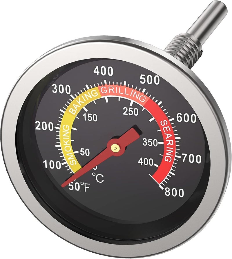 Alloxity Grill Temperature Gauge, 2.36", Grill Thermometer for Various Types of Grills, Durable & High-Temperature Resistant, BBQ Thermometer with 4 Visible Colored Zones (Silver) - Image 1